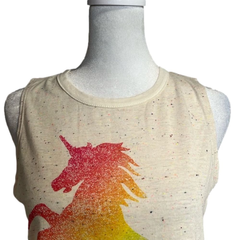 Stranded Confetti Multi-Colored Unicorn On Cream … - image 3